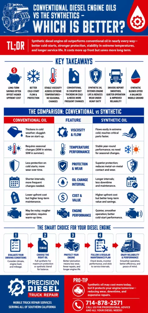 Conventional Diesel Engine Oils vs The Synthetics - Which Is Better? 1 Conventional Diesel Engine Oils vs The Synthetics - Which Is Better