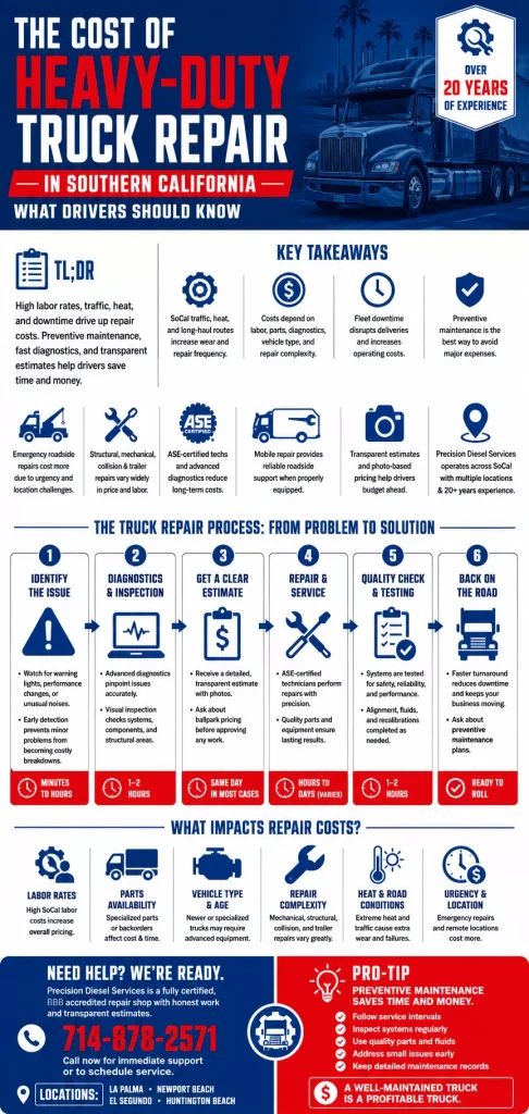 The Cost of Heavy-Duty Truck Repair in Southern California: What Drivers Should Know 1 Cost of Heavy-Duty Truck Repair in Southern California