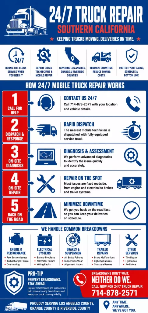 Reliable 24/7 truck repair for Southern California Drivers and Fleets 1 Reliable 24/7 truck repair for Southern California Drivers and Fleets