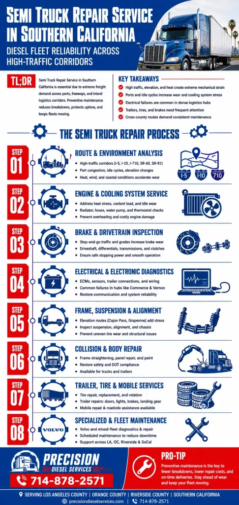 Semi Truck Repair Service in Southern California: Diesel Fleet Reliability Across High-Traffic Corridors 1 Semi Truck Repair Service in Southern California: Diesel Fleet Reliability Across High-Traffic Corridors