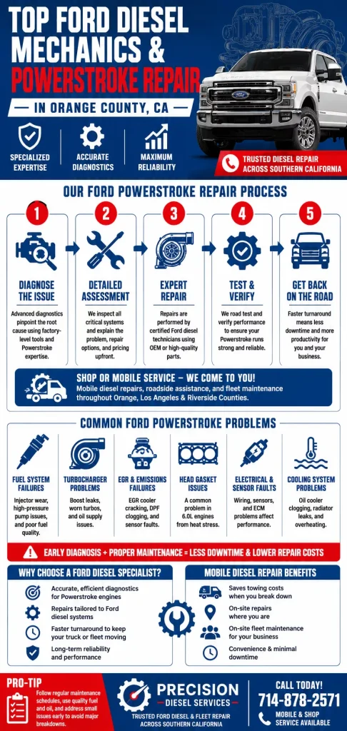 Top Ford Diesel Mechanics & Powerstroke Repair in Orange County, CA 1 Top Ford Diesel Mechanics & Powerstroke Repair