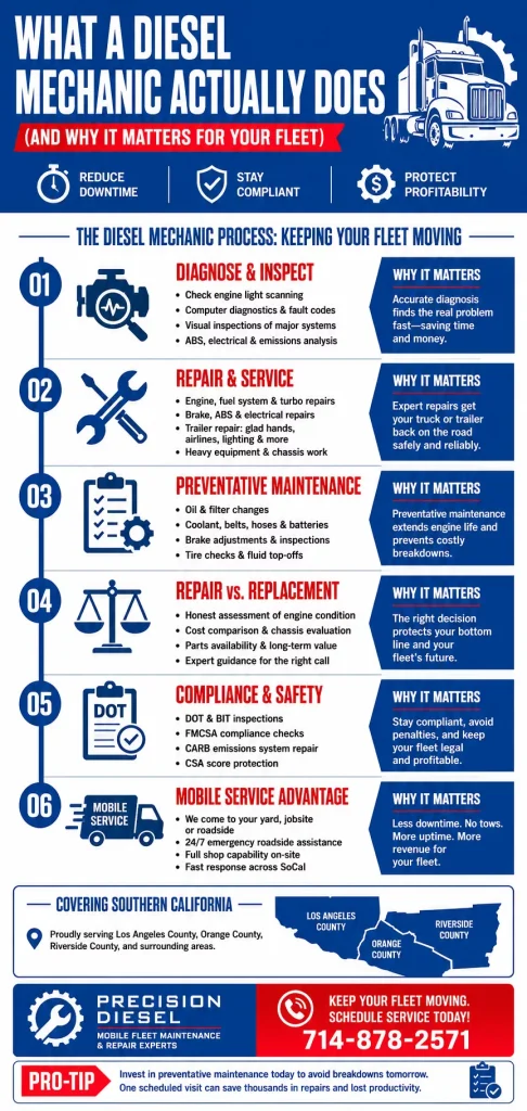 What a Diesel Mechanic Actually Does (And Why It Matters for Your Fleet) 1 What a Diesel Mechanic Actually Does