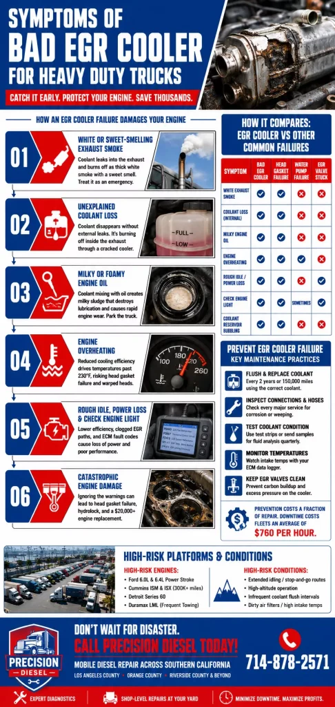 Symptoms of Bad EGR Cooler for Heavy Duty Trucks: What Every Fleet Owner Must Recognize 1 Bad EGR Cooler for Heavy Duty Trucks