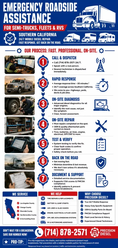 Emergency Roadside Assistance for Semi-Trucks, Fleets and RVs in Southern California: What to Expect and Who to Call 1 Emergency Roadside Assistance for Semi-Trucks, Fleets and RVs in Southern California