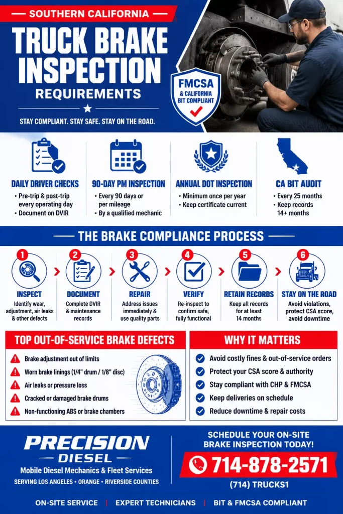 Critical Southern California Truck Brake Inspection Requirements: The Proven DOT Compliance Guide 1 Southern California Truck Brake Inspection Requirements